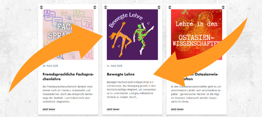 Neuesten Beiträge eines Fokusthemas des neuen Lehreladens. Fremdsprachliche Fachsprachenlehre, Bewegte Lehre und Lehre in den Ostasienwissenschaften.